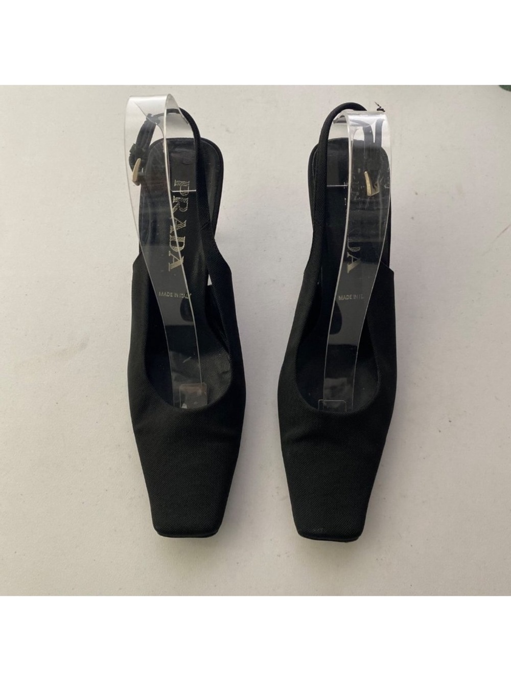 Prada Black Vintage Square Pointed Toe Heels Pumps Shoes EU 38.5 - Picture 4 of 10